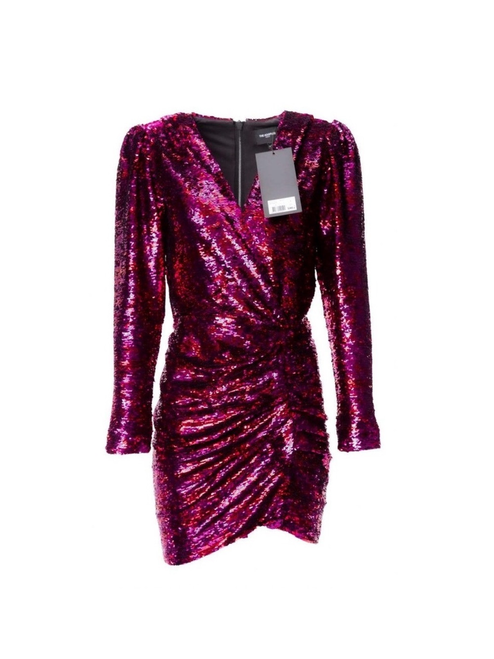 The Kooples Magenta Sequin Long-Sleeve Mini Dress